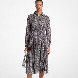 Michael Kors snakeskin button up midi shirt dress.  Great with boots💞